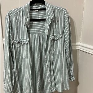 beachlunchlounge Green Striped Blouse